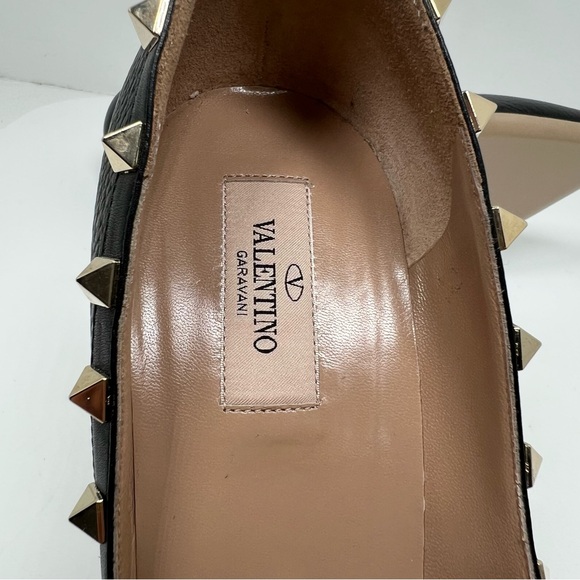 Valentino Garvani Rock Stud Sthiletto Heels Black Leather Size 10 - Picture 6 of 8